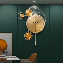 Modern creative aluminum wall clock home fashion mute decorative clock living room atmospheric simple hanging wall light luxury clock