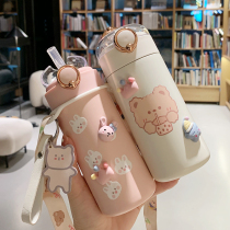 Cup female 2021 summer new childrens water Cup Korean version of high value portable cute straw temperature thermos cup