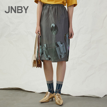 JNBY/江南布衣半身裙20夏折扣新品复古印花桑蚕丝裙5J1400530
