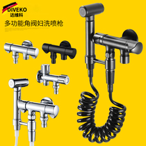 All copper faucet three-way four-point balcony washing machine mop pool extended one-in-two-out toilet spray gun home