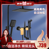 (Lieer exclusive) Four Seasons Muge Black Shower Set Household Shower Pressurized Rain Nozzle