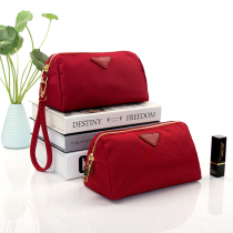 Red tadpole waterproof nylon triangle cosmetic bag small portable cute digital sundries storage bag hand travel