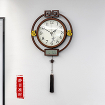 New Chinese wall clock living room with calendar household atmospheric clock perpetual calendar wall decoration clock Chinese style hanging watch