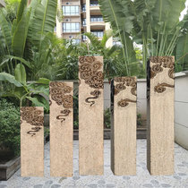 Xiangyun pillar stone carving natural blue stone antique old old display table stone column decorative column factory direct sales can be customized