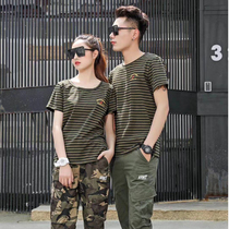 Custom cotton T-shirt summer mens tide outdoor casual camouflage jacket solid color round neck half sleeve student loose