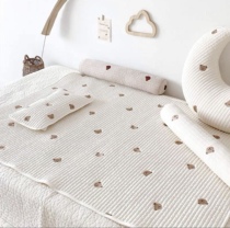 Korean DOTTODOT breathable sweat-absorbing newborn baby bear embroidery Four Seasons cotton sheets anti-sensitive mite mattress