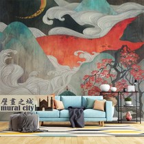 Japanese style and style simple wallpaper Japanese Nordic style forest landscape wall cloth living room bedroom background custom mural