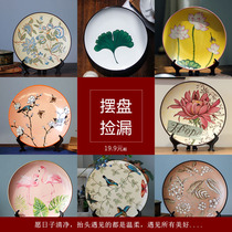 Chinese style bounty American light lavish plate retro pendulum disc ceramic decorative disc retro disc pendulum piece hanging disc wall decoration
