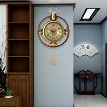 New Chinese brass hanging clock Living room Home Atmosphere Fashion watches modern light extravagant muted table creative deer head hanging table