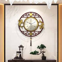 New Chinese living room clock solid wood home fashion wall clock Chinese style creative light luxury hanging wall clock hanging watch atmosphere