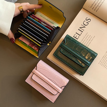  High-end crocodile pattern small card bag womens leather credit card holder exquisite large-capacity anti-degaussing drivers license card cover
