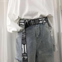 Student Canvas Belt Male Plaid Printed Letter Automatic Buckle Strap Youth 100 Lap Briefs Pants With Home Canvas