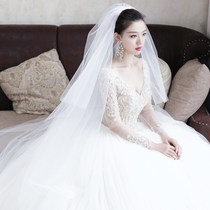 Bride veil 2021 New tailing long wedding wedding wedding headwear White Super fairy line knot