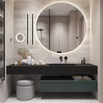  Light luxury rock board bathroom cabinet combination Modern simple bathroom solid wood wash Taipei European hand wash basin customization