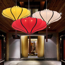  New Chinese fabric lantern small chandelier Creative restaurant Teahouse Hotel hot pot restaurant Health Chinese style retro lighting