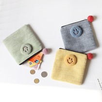New Smiley Face Zero Wallet Woman Plush Zero Money Bag Coin Bag Card Bag Student Sanitary Napkins Admit Bag cute