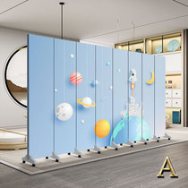 Screen partition Living room bedroom household childrens room fabric folding mobile kindergarten blocking cartoon background wall