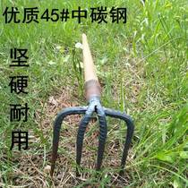Rake agricultural tool steel rake hook peel rake three or four teeth rake soil rake rake rake garden rake rake