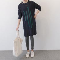 Autumn/Winter New Maternity Knitwear Fashion Korean Style Loose Large Size Mid-length Maternity Sweater Dress