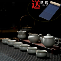 Ru kiln tea set set Taiwan Guanjie Ru porcelain ceramic open piece kung fu home teapot retro set of gift box