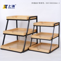Shangqian three-layer Pine plate iron frame bread cake dry point fruit display rack supermarket promotion frame window display rack