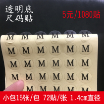 Spot round 1 4cm transparent black word clothing size XS-6XL number Sub-size Sticker Self-adhesive label