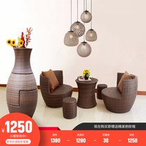 Balcony Small Table And Chairs Creative Outdoor Rattan Furniture Combined Outdoor Patio Garden Casual Waterproof Sunscreen Cane