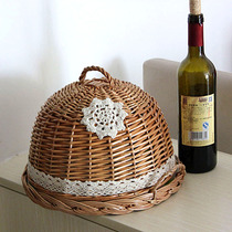 Ring willow rattan hand woven log color zakka round food bread cover refreshment pizza tray