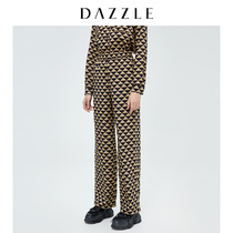 Dazzle Disu 2020 spring new yellow geometric cloth loose long casual pants for women 2c1q4186v