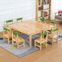 Kindergarten solid wood table and chair combination package early education training art painting table children writing desk chair Oak