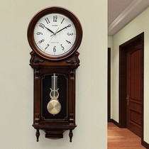 American solid wood clocks Home New Chinese music News time hanging clock Living room Atmospheric fine work hanging wall clock table