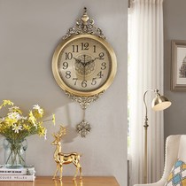 Large European wall clock home American silent clock creative living room quartz clock brass color clock silent movement