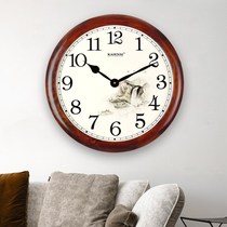 Villa big round clock solid wood clock extra large European wall clock living room silent clock hanging watch Home Fashion hanging watch