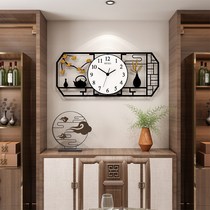 Chinese style household wall clock living room creative trend atmosphere New Chinese style light luxury watch personality fashion silent hanging watch
