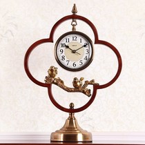 New Chinese-style clock living room large solid wood clock European style retro home pendulum clock old-fashioned desktop fashion sitting clock