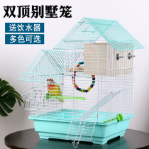 Parrot bird cage Tiger skin Peony bird small villa Metal bird cage Large roof Ornamental wrought iron breeding bird cage