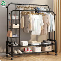 Simple Hood Rack Landing Bedroom Inner Hanging Hanger Double Bar Type Folding Containing Clothes Rack Dormitory Shelving