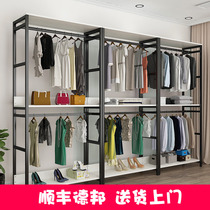 Bedroom clothing cap rack minimalist bilayer clothes rack with curtain mesh red hanging hanger mobile wardrobe Metallic set making shelf