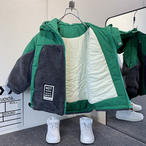 National tide boys winter cotton coat 2022 foreign style cotton jacket baby fried street down cotton coat childrens thickened winter coat