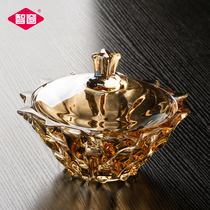 European style crystal glass ornament with lid small fruit plate home living room large storage jar home decoration sugar tank