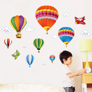 幼儿园教室墙壁布置装饰贴画儿童房背景床头卡通墙贴纸 热气球