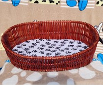 Rattan Kennel Kennel Pet Nest Summer Liuchery Kennel House Owl Tent Teddy Coward House Four Seasons Universal Removable Wash