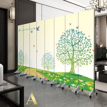 Simple and stylish solid wood screen partition mobile living room wall Bedroom hotel entrance folding mobile folding screen partition wall