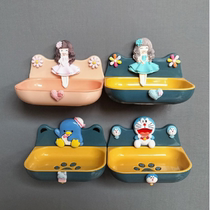 Cute Cartoon Soap Box Bathroom Free punching wall-mounted double room Toilet Soap Box Soapbox Drain Soap Box