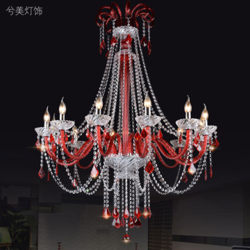 欧式水晶吊灯大厅现代简约水晶灯美容院奢华红色清光婚庆水晶吊灯