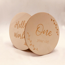 Wooden Rainbow Flowers Engraving Newborn Photo Props Baby Age Monthly Milestone Card