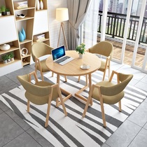 Reception Negotiations table and chairs Composition Brown Hall Milk Tea Shop Small Family Type Table And Chairs Guests Minimalist Office Casual Dining Table And Chairs