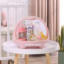 Portable large baby tableware storage box chopsticks drain with lid dustproof drying rack baby bottle storage box