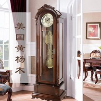 American luxury villa retro mechanical floor clock living room decoration standing clock solid wood clock German mechanical clock