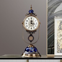 European-style clock desktop living room clock ornaments American light luxury table clock vertical home high-end pendulum clock desktop clock